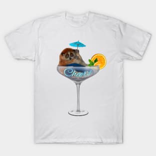 Slow loris. Cheers! Fat and funny is sitting in a cocktail glass with cocktail umbrella T-Shirt